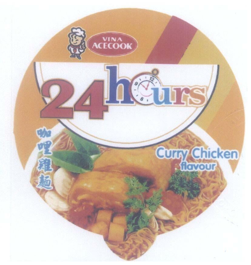 Mẫu nhãn hiệu 24hours Curry Chicken flavour VINA ACECOOK CUP NOODLE TOP RAMEN JIA LI JI MIAN MI CA RI GA