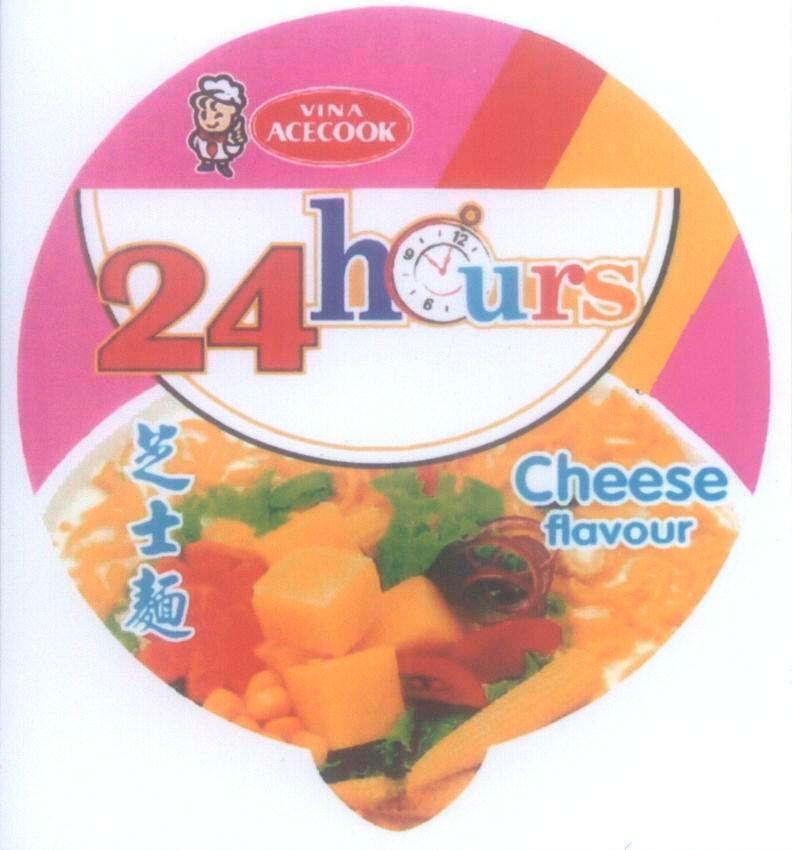 Mẫu nhãn hiệu 24hours Cheese flavour VINA ACECOOK CUP NOODLE TOP RAMEN SHA SI MIAN MI PHO MAI