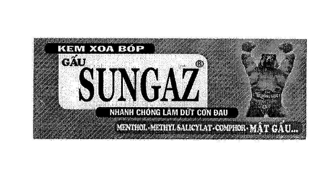 Mẫu nhãn hiệu KEM XOA BóP GấU SUNGAZ TRUONG SON NHANH CHóNG LàM DứT CƠN ĐAU MENTHOL METHYL SALICYLAT COMPHOR