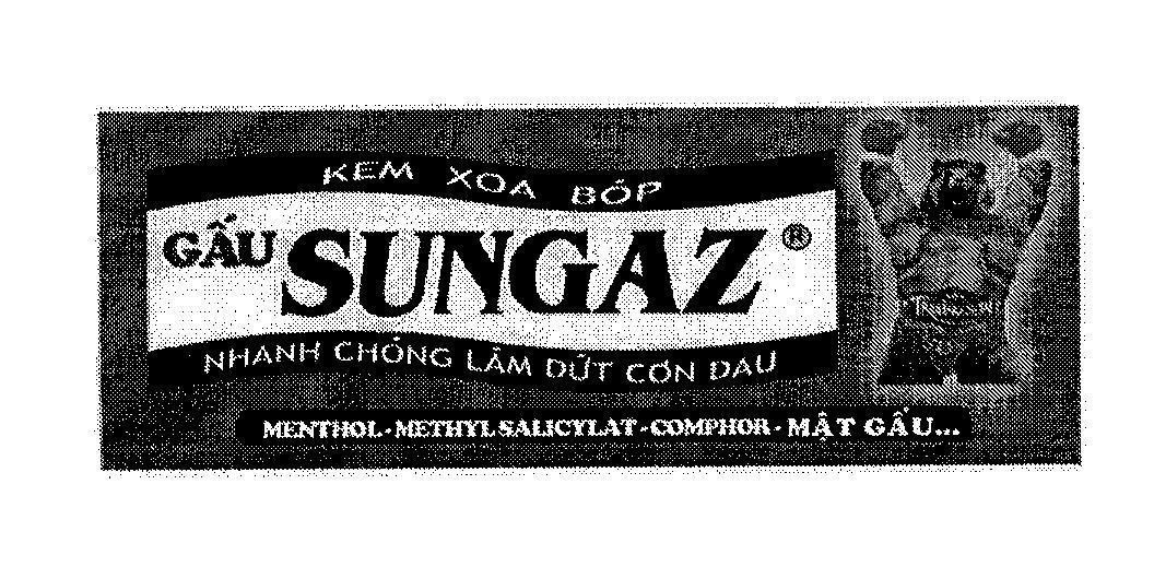 Mẫu nhãn hiệu KEM XOA BóP GấU SUNGAZ TRUONG SON NHANH CHóNG LàM DứT CƠN ĐAU MENTHOL METHYL SALICYLAT COMPHOR