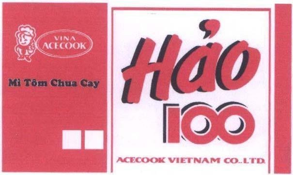 Mẫu nhãn hiệu VINA ACECOOK VIETNAM CO LTD Mì tôm chua cay Hảo 100