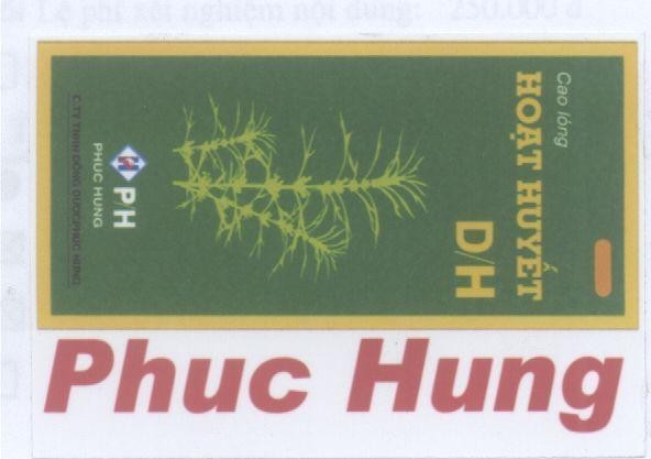 Mẫu nhãn hiệu CAO LONG HOạT HUYếT D/H PH PHUC HUNG CTY TNHH DONG DUOC