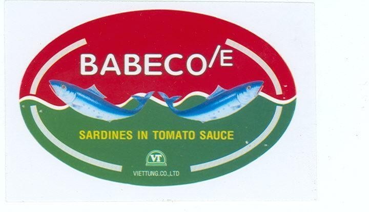 Mẫu nhãn hiệu BABECO E SARDINES IN TOMATO SAUCE VT VIETTUNG CO LTD