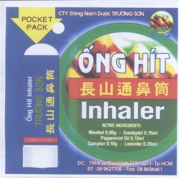Mẫu nhãn hiệu ốNG HíT INHALER TRƯờNG SƠN POCKET PACK CTY DONG NAM DUOC TRƯờNG SƠN CHANG SHAN XI JIN GUAN ACTIVE IN