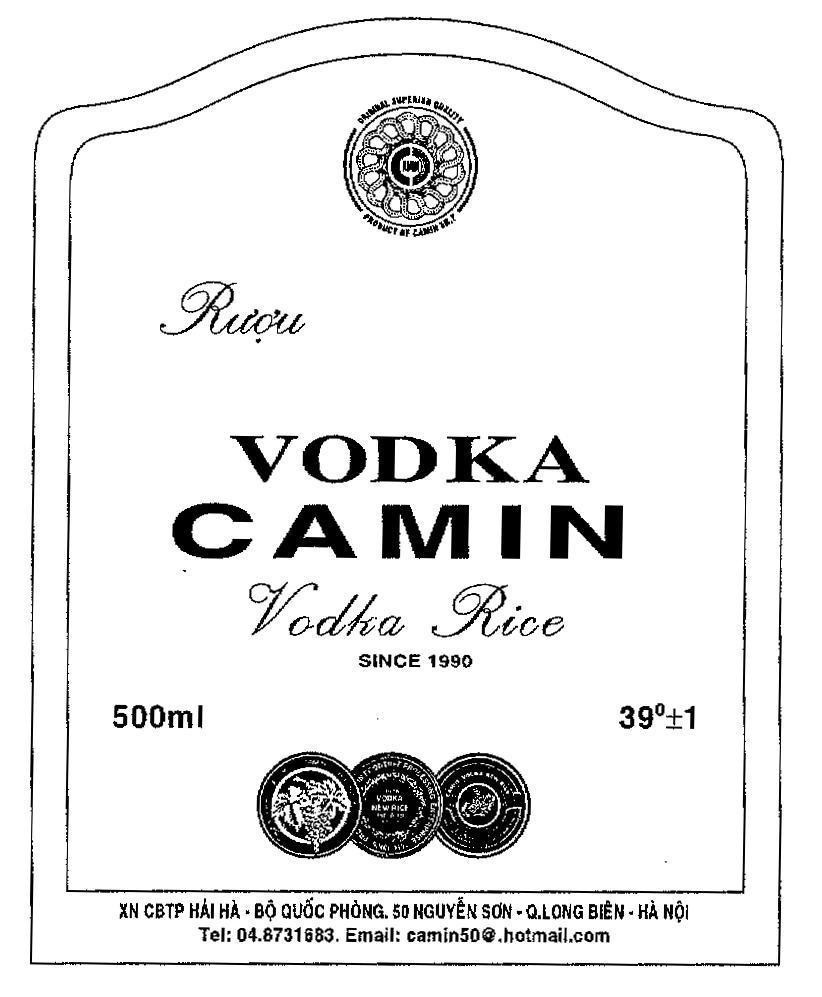 Mẫu nhãn hiệu VODKA CAMIN RUOU VODKA RICE SINCE 1990