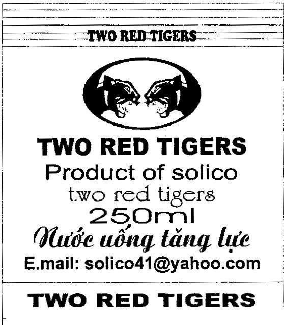 Mẫu nhãn hiệu TWO RED TIGERS NƯớC UốNG TĂNG LựC
