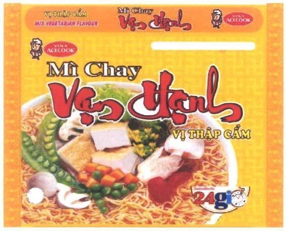 Mẫu nhãn hiệu VINA ACCECOOK Mì CHAY VạN HạNH Vị THậP CẩM 24GIO