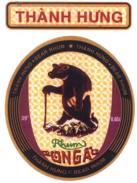 Mẫu nhãn hiệu Thành Hưng BEAR RHUM Con gấu