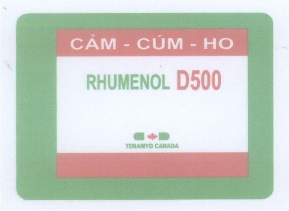 Mẫu nhãn hiệu RHUMENOL TENAMYD CANADA D500 CảM - CúM - HO