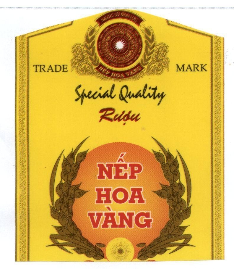 Mẫu nhãn hiệu Ngọc Lũ Bình Lục Rượu Nếp Hoa Vàng TRADE MARK SPECIAL QUALITY