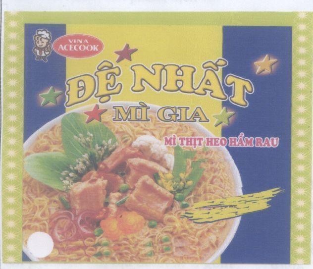 Mẫu nhãn hiệu VINA ACECOOK Đệ nhất mì gia thịt heo hầm rau