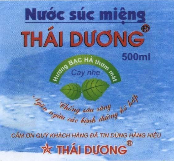 Mẫu nhãn hiệu Thái Dương hương bạc hà thơm mát Nước súc miệng CAY NHẹ