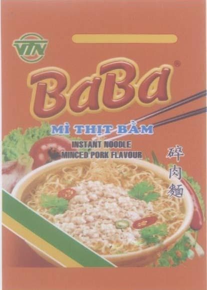 Mẫu nhãn hiệu VTN BABA Mì Thịt Bằm [cui rou mian: mì thịt bằm]