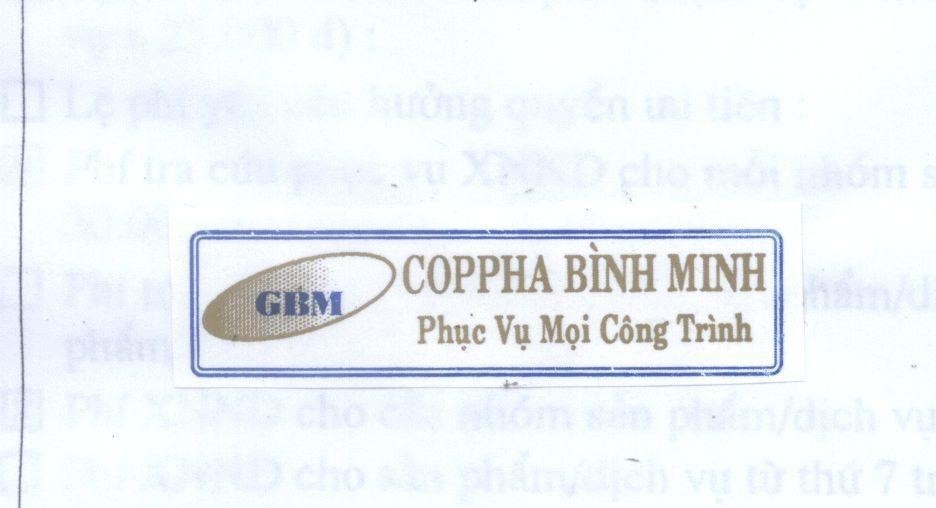 Mẫu nhãn hiệu GBM Bình Minh COPPHA Phục Vụ Mọi Công Trình