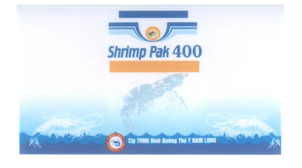 Mẫu nhãn hiệu SHRIMP PAK 400 Cty TNHH Dinh Dưỡng Thú Y NAM LONG