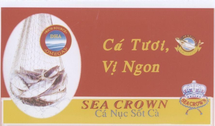 Mẫu nhãn hiệu SEA CROWN DHA Cá Tươi Vị Ngon Cá Nục Sốt Cà