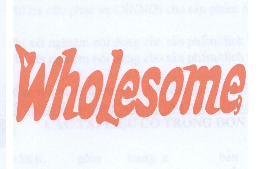 Mẫu nhãn hiệu WHOLESOME
