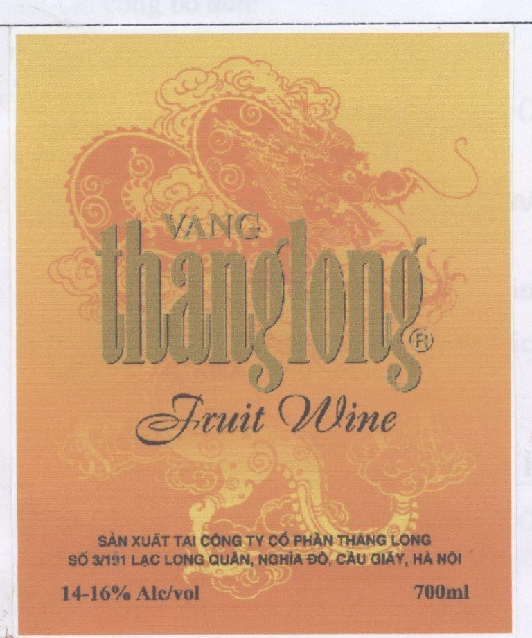 Mẫu nhãn hiệu VÂNG thanglong FRUIT WINE