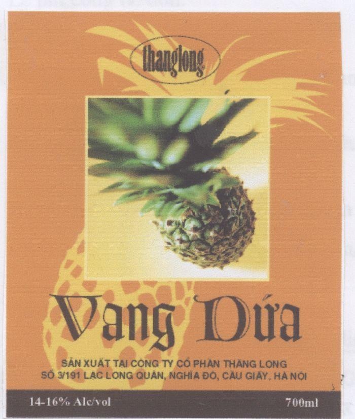 Mẫu nhãn hiệu Vang Dứa thanglong