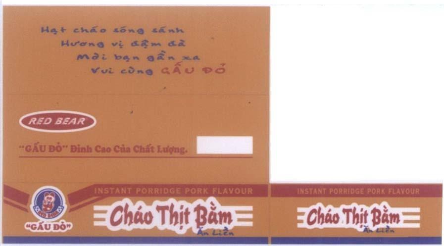 Mẫu nhãn hiệu RED BEAR Gấu Đỏ Cháo thịt bằm