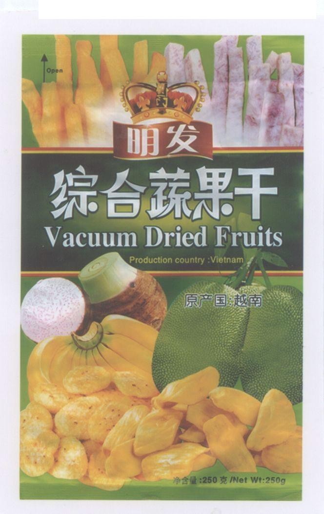 Mẫu nhãn hiệu VACUUM DRIED FRUITS PRODUCTION COUNTRY VIETNAM