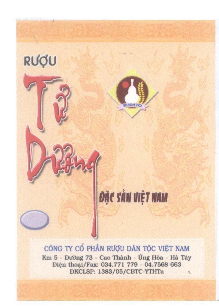 Mẫu nhãn hiệu Rượu Tử Dương RUDATO