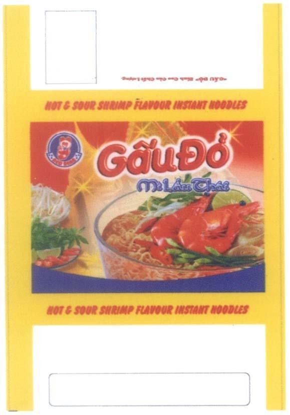 Mẫu nhãn hiệu Gấu Đỏ RED BEAR Mì lẩu thái