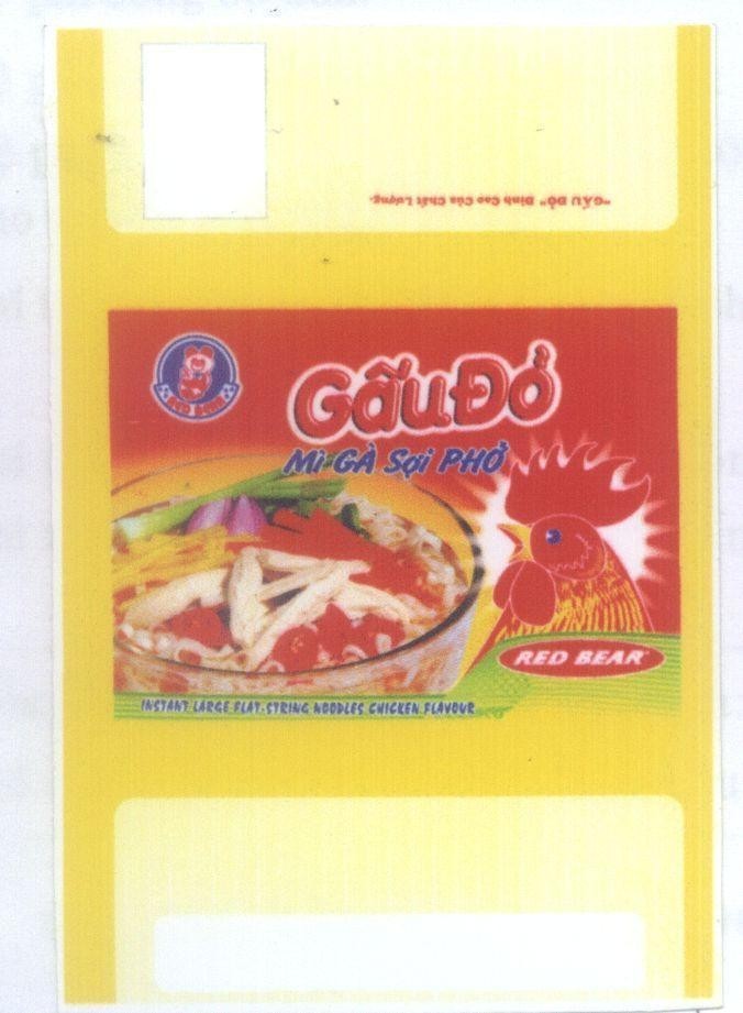 Mẫu nhãn hiệu RED BEAR Gấu Đỏ Mì Gà Sợi Phở INSTANT LARGE FLAT STRING NOODLES CHICKEN FLAVOUR