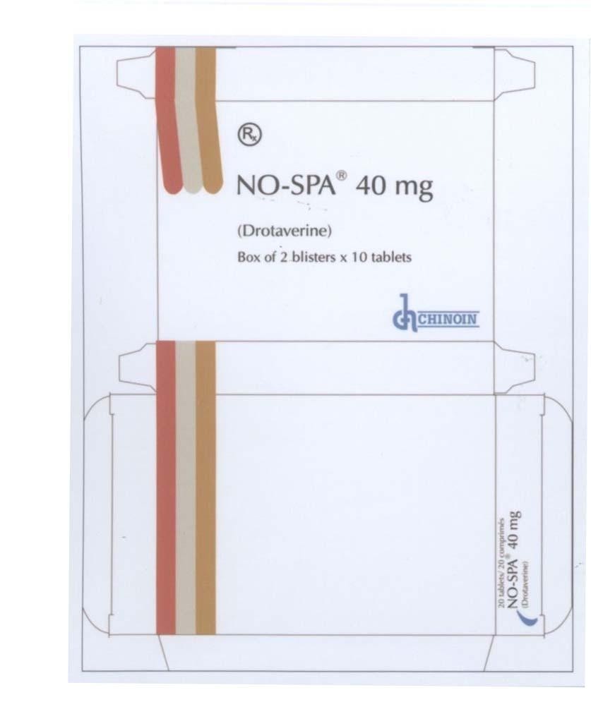 Mẫu nhãn hiệu NO-SPA NO SPA 40MG DROTAVERINE CH CHINOIN