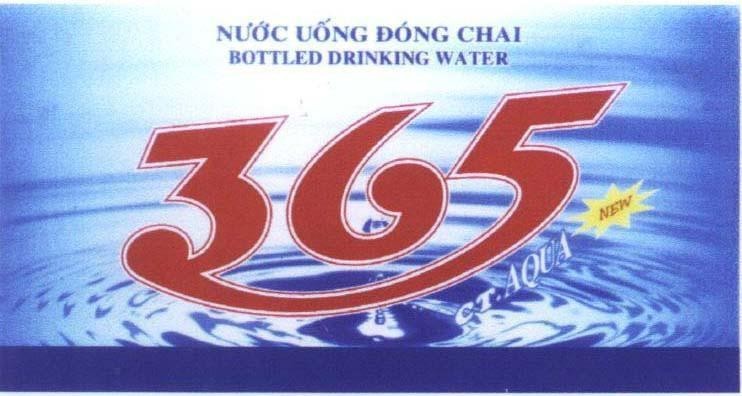 Mẫu nhãn hiệu 365 CT AQUA nước uống đóng chai BOTTLED DRINKING WATER