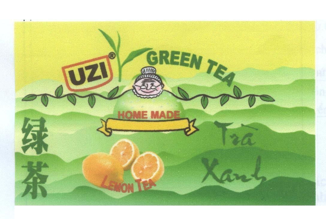 Mẫu nhãn hiệu UZI GREEN TEA HOME MADE LEMON TEA trà xanh