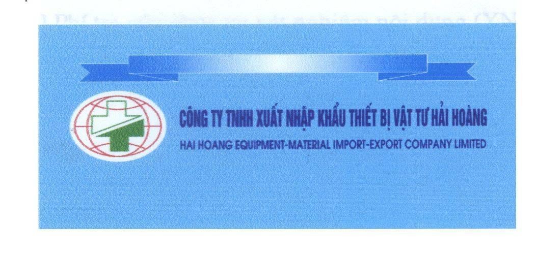 Mẫu nhãn hiệu Hải Hoàng Công ty TNHH xuất nhập khẩu thiết bị vật tư HAI HOANG EQUIPMENT-MATERIAL IMPORT-EXPORT COMPANY LIMITED