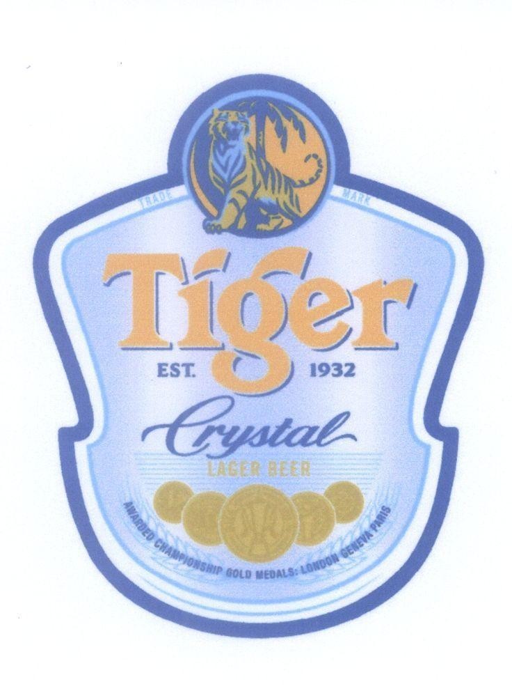 Mẫu nhãn hiệu TIGER EST 1932 CRYSTAL LAGER BEER