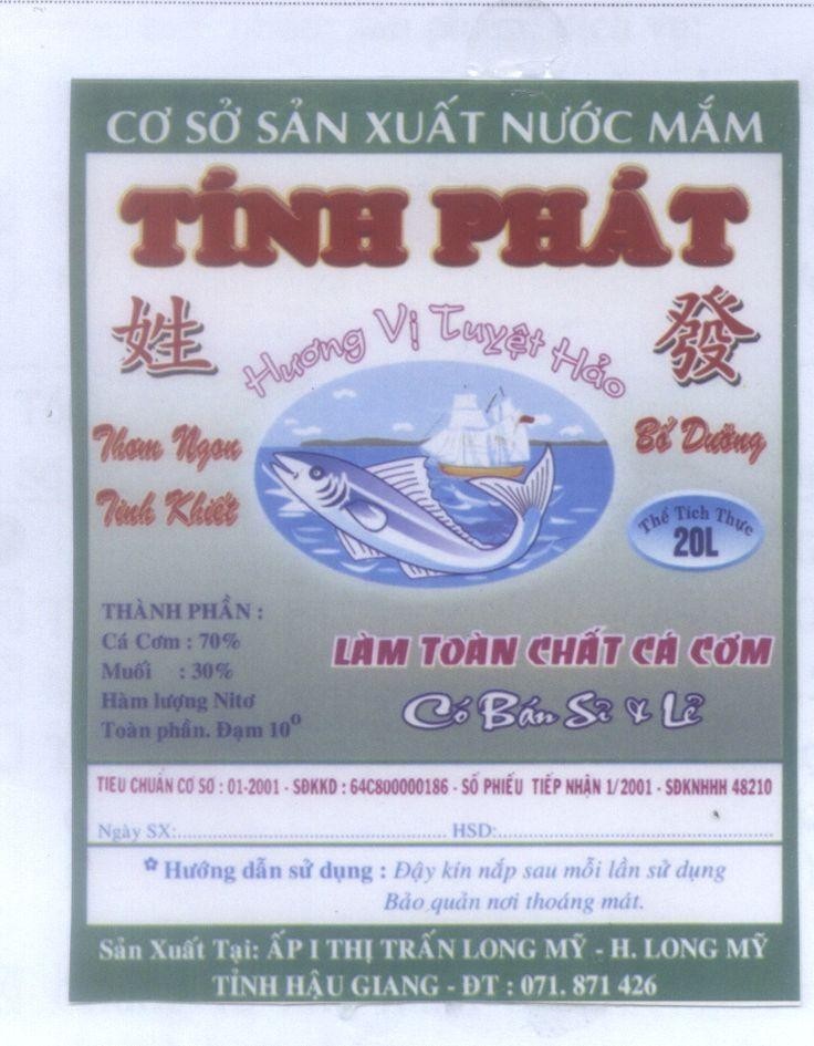 Mẫu nhãn hiệu Tính Phát Cơ Sở Sản Xuất Nước Mắm hương vị tuyệt hảo...