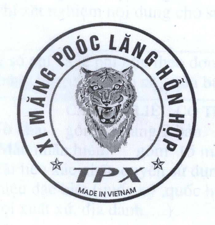 Mẫu nhãn hiệu Xi măng Poóc Lăng hỗn hợp TPX MADE IN VIETNAM