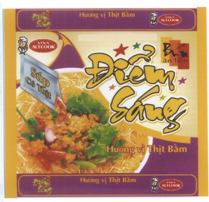 Mẫu nhãn hiệu Điểm sáng VINA ACECOOK Bún ăn liền Súp có thịt Hương vị thịt Bằm