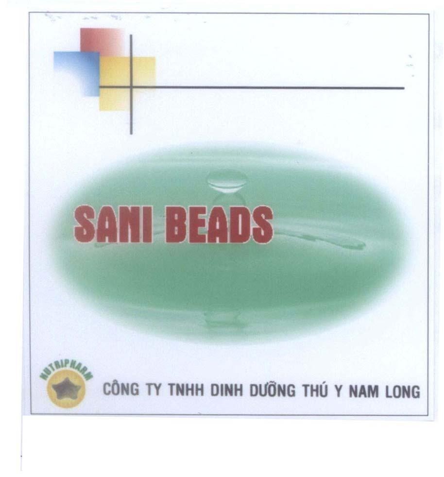 Mẫu nhãn hiệu SANI BEADS NUTRIPHARM Công Ty TNHH Dinh Dưỡng Thú Y Nam Long