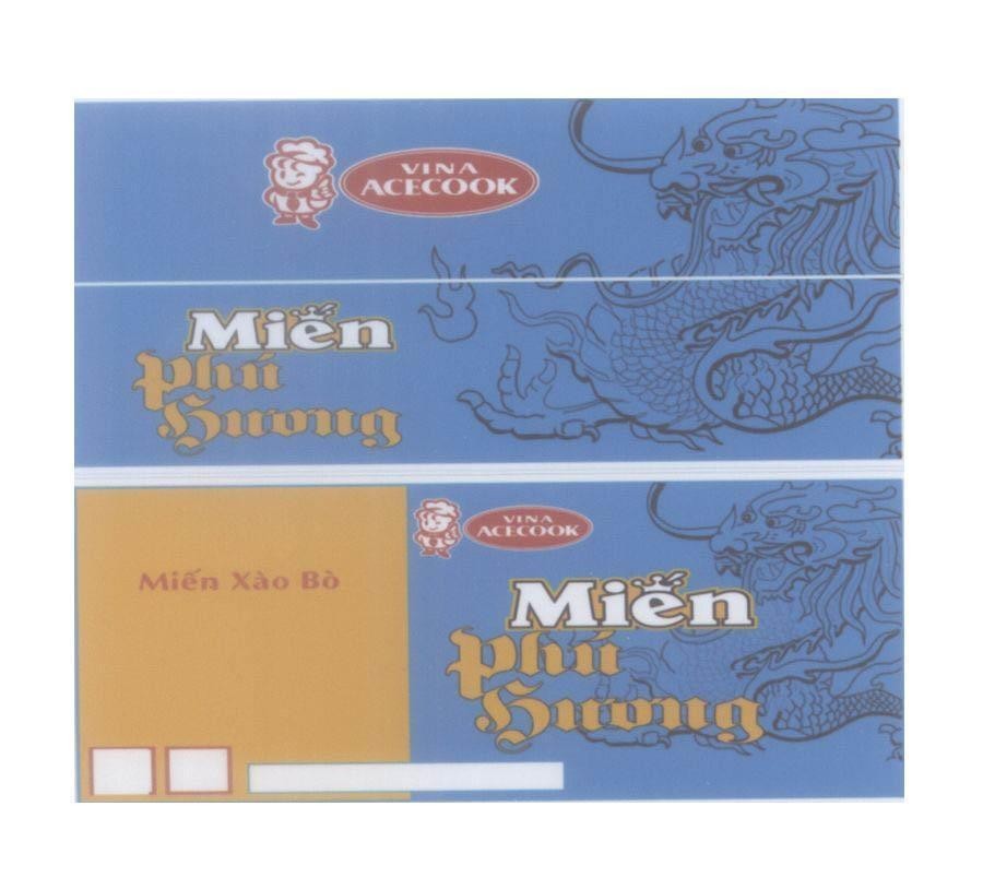 Mẫu nhãn hiệu VINA ACECOOK Miến Phú Hương Miến Xào Bò