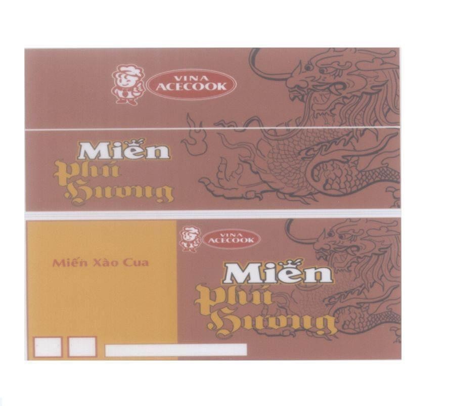 Mẫu nhãn hiệu VINA ACECOOK Miến Phú Hương Miến Xào Cua