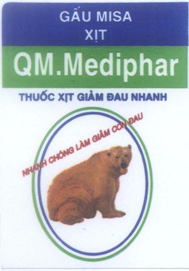 Mẫu nhãn hiệu Gấu MISA Xịt QM.Mediphar Thuốc xịt giảm đau nhanh Nhanh Chóng Làm Giảm Cơn Đau