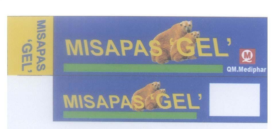 Mẫu nhãn hiệu Q M QM. Mediphar MISAPAS 'GEL'