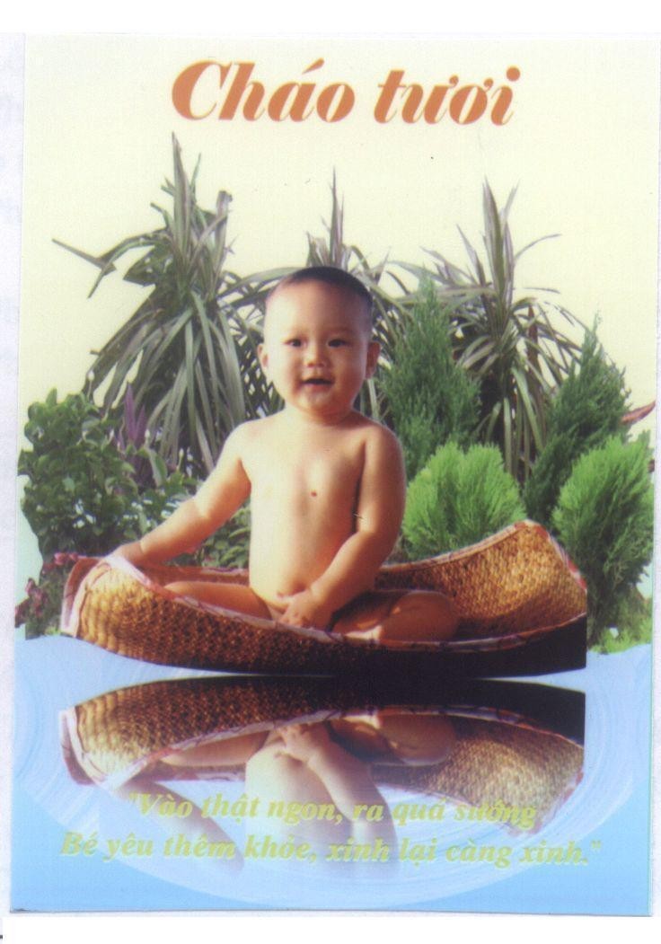 Mẫu nhãn hiệu Cháo tươi Vào thật ngon, ra quá sướng. Bé yêu thêm khoẻ, xinh lại càng xinh