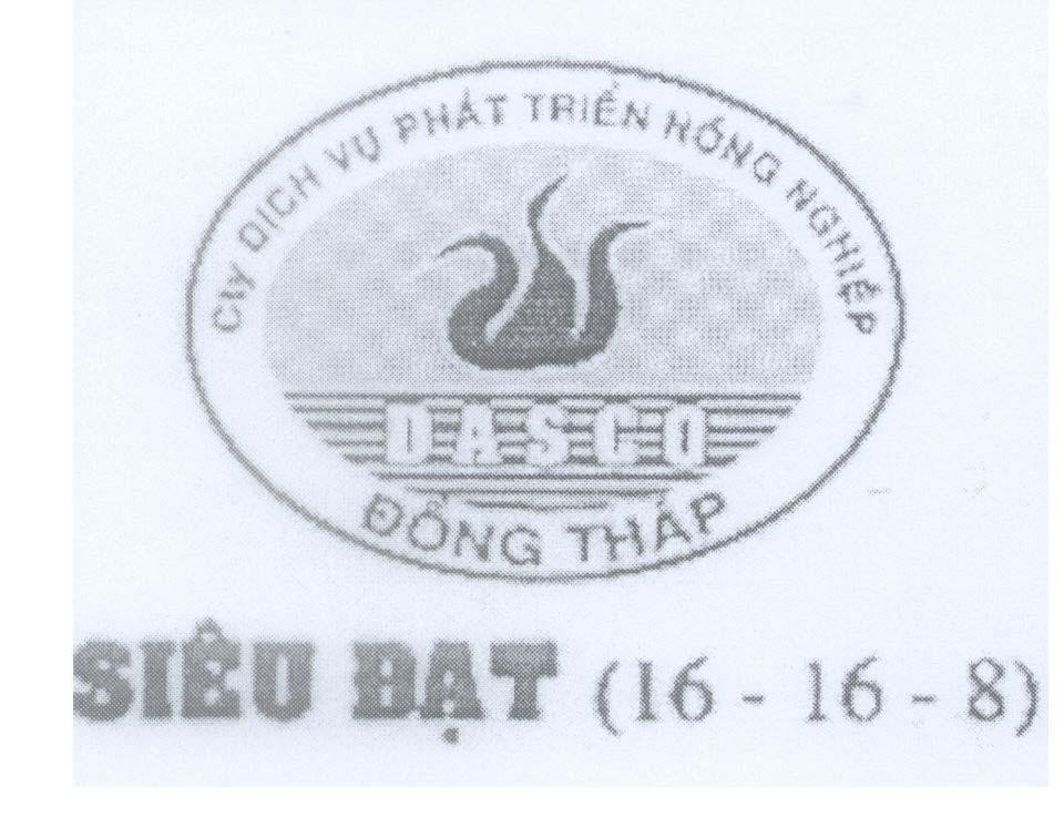 Mẫu nhãn hiệu DASCO Đồng Tháp cty dịch vụ phát triển nông nghiệp Siêu Đạt (16 - 16 - 8)