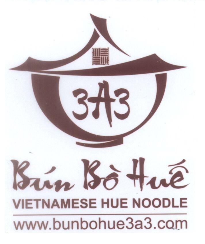 Mẫu nhãn hiệu 3A3 Bún Bò Huế VIETNAMESE HUE NOODLE www.bunbohue3a3.com