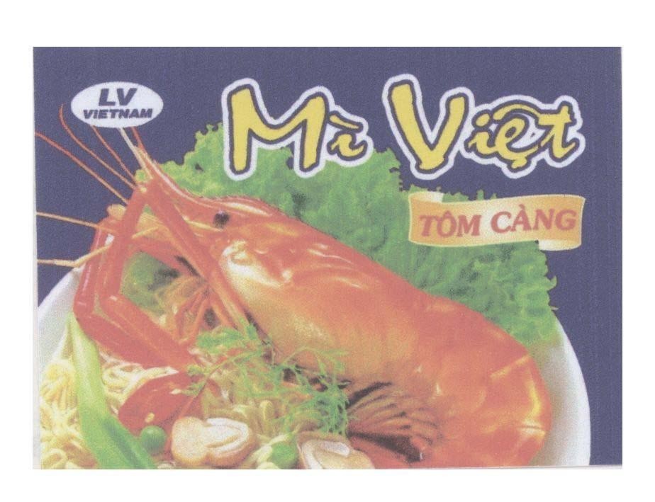 Mẫu nhãn hiệu LV VIET NAM Mì Việt Tôm Càng