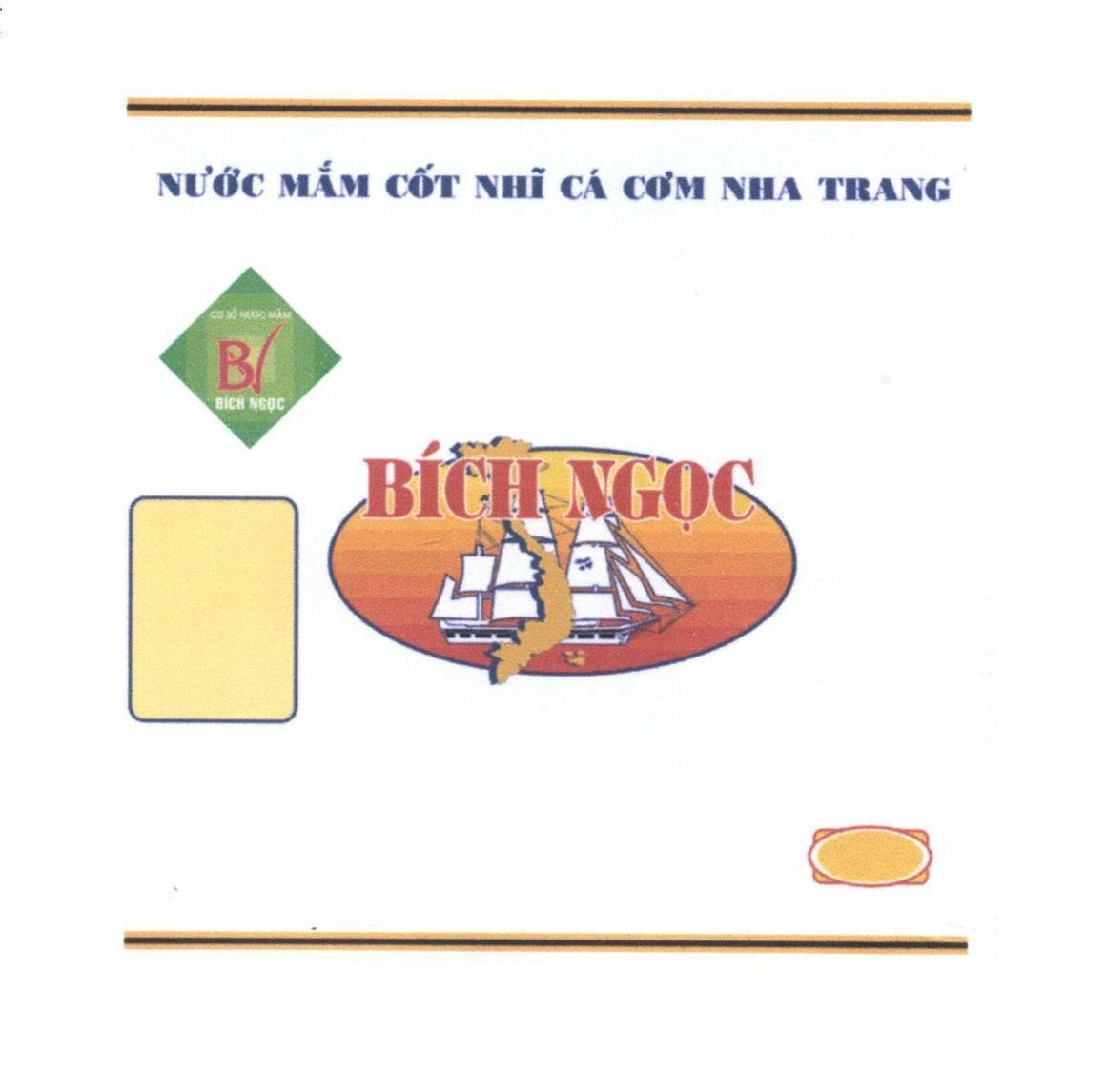 Mẫu nhãn hiệu Bích Ngọc nước mắm cốt nhĩ cá cơm Nha Trang cơ sở nước mắm B N