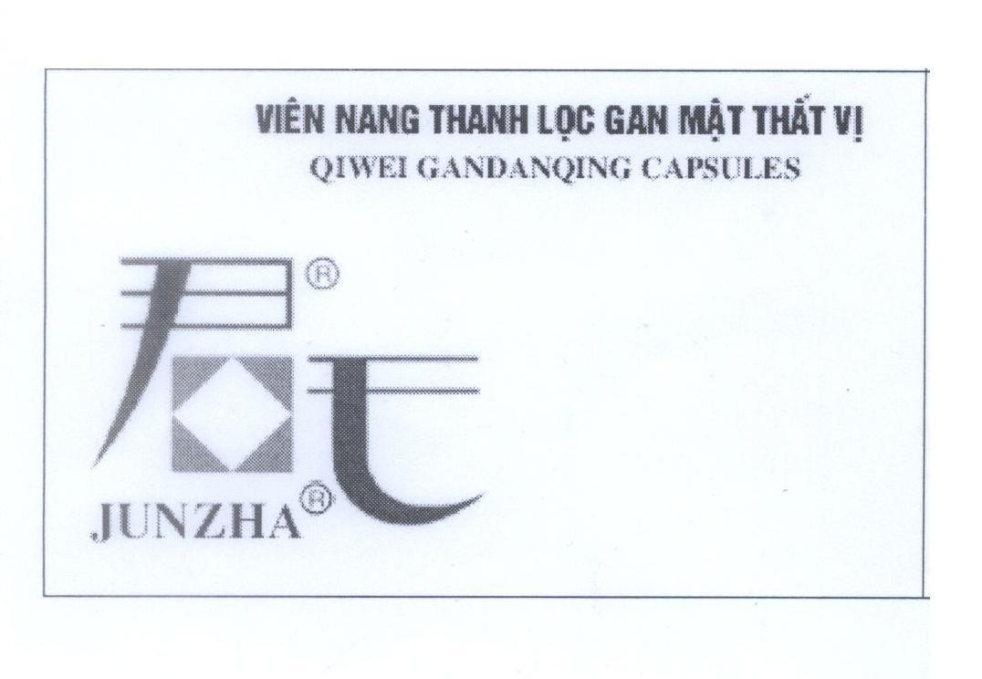 Mẫu nhãn hiệu JUNZHA Viên nang thanh lọc gan mật thất vị QIWEI GANDANQING CAPSULES