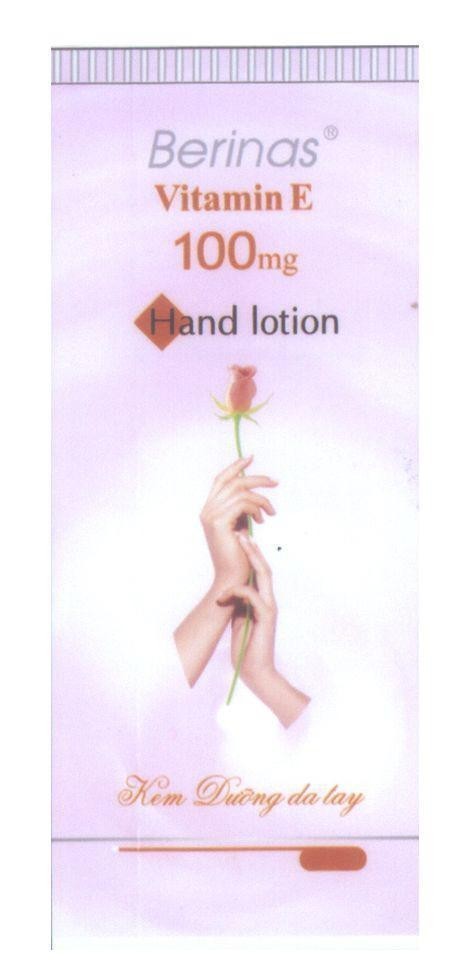 Mẫu nhãn hiệu Berinas Vitamin E 100mg Hand lotion Kem dưỡng da tay