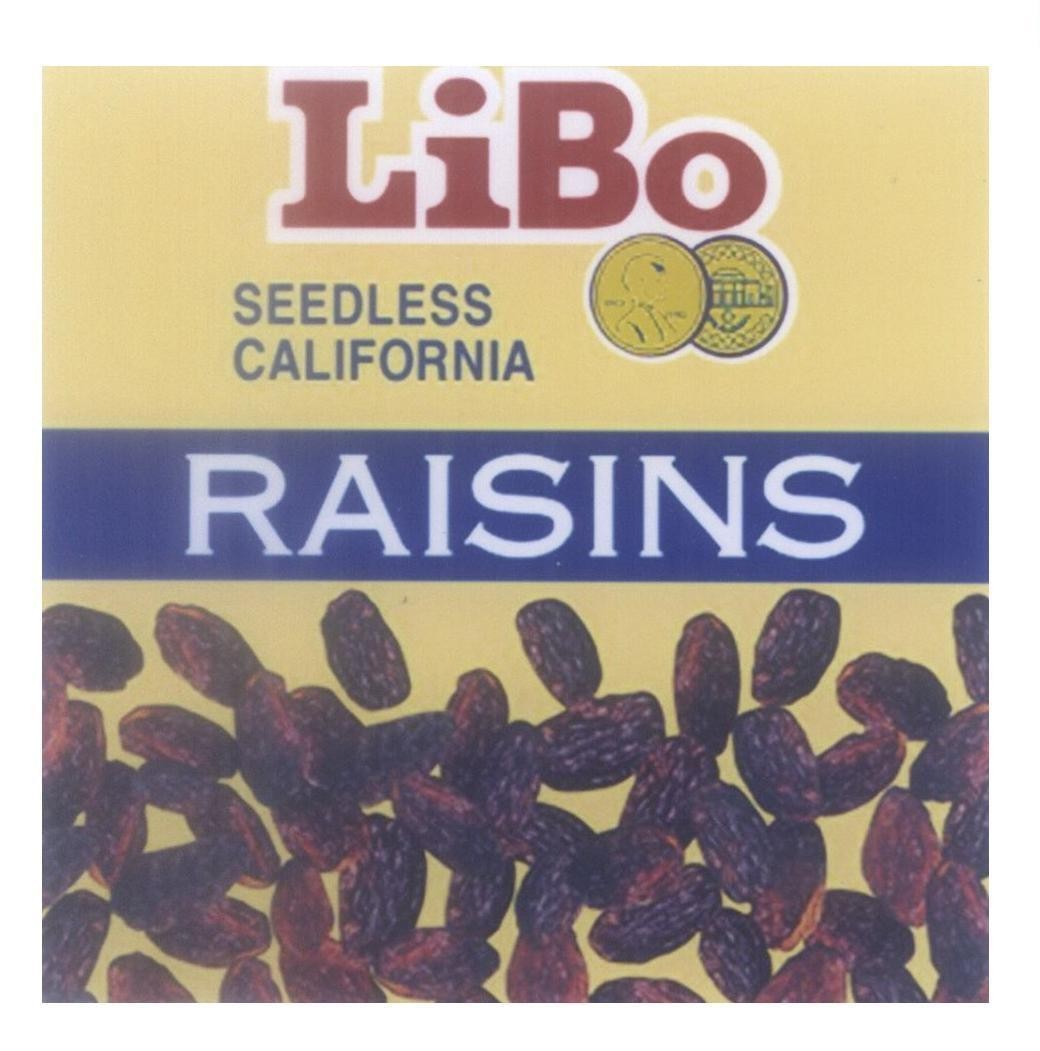 Mẫu nhãn hiệu LiBo SEEDLESS CALIFORNIA RAISINS