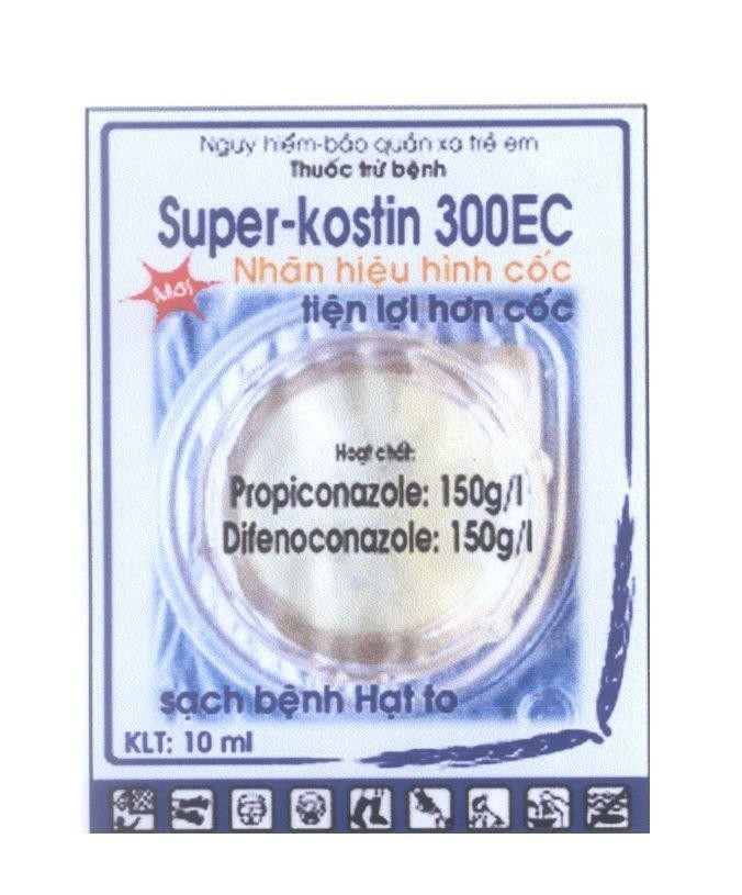 Mẫu nhãn hiệu Super - kostin 300EC Nhãn hiệu hình cốc tiện lợi hơn cốc thuốc trừ bệnh sạch bệnh hạt to